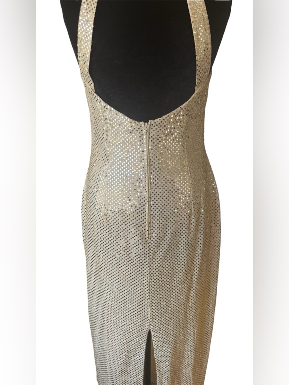 Y2K 90s Sequin Maxi Gold Formal Dress - Picture 15 of 16